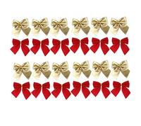 Qiuyan 24 Pieces 2" Ribbon Bows Small Christmas Bowknot Velvet Ribbon Bows Christmas Tree Decoration Set(Red and Gold)