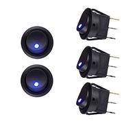 Qiuyan 5pcs Blue LED Illuminated Round Rocker Switch Press Button On/Off 12v 20A Car Van Dash Light for Car Auto Boat Household Appliances