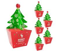 Qiuyan 6 PCS Christmas Cupcake Boxes Christmas Treat Gift Boxes with Bells Xmas Cookie Gift Box for Candies Cupcakes Xmas Tree Party Favour Decoration