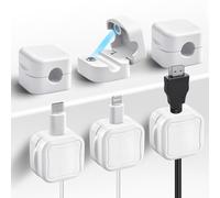 Qiuyan 6 PCS Magnetic Cable Clips Cord Organizer Holder Clips Desktop Cable Management for Home Desk Nightstand Car Wall - White