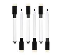 Qiuyan 6pcs Mini Magnetic Dry Erase Markers Fine Tip White Board Dry Wipe Pens with Erasers Cap for Whiteboard Dry-Erase Boards School Office Home (Black)