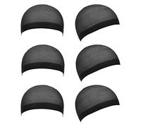 Qiuyan 6pcs Soft Comfortable Stretchy Nylon Wig Cap Unisex Wig Stocking Cap Hair Cup for Women and Men - Black