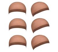Qiuyan 6pcs Soft Comfortable Stretchy Nylon Wig Cap Unisex Wig Stocking Cap Hair Cup for Women and Men - Dark Brown