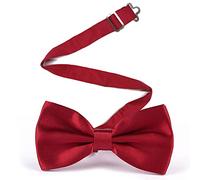 Qiuyan Adjustable Bowtie, Men Bowtie Pre-Tied Bow Tie for Parties - Wine Red