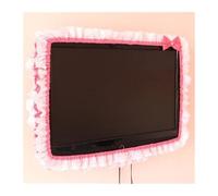 QIUYMGFG Outdoor TV Cover TV cubierta 24-48 INCHES Fabric TV Circle Dust Cover Monitor Screen Home Decorations Dust Cover with Elastic(Rose-carmine,USE FOR 40-48INCH)