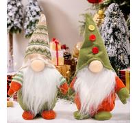 Qivange 2 PCS Gonks Christmas Decorations Indoor Handmade Green Gnomes Christmas Ornaments Xmas Table Decorations for Xmas Home Party Decor,Xmas Gonk Set Gifts for Girls Kids