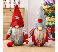 Qivange 2 PCS Gonks Christmas Decorations Indoor Handmade Red Gnomes Christmas Ornaments Xmas Table Decorations for Xmas Home Party Decor,Xmas Gonk Set Gifts for Girls Kids