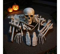 Qivange 28pcs Halloween Decorations Skeleton Skull Ornament Fake Bones Halloween Props for Party Horror Theme Room Graveyard Haunted House Decor