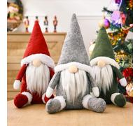 Qivange 3 PCS Gonks Christmas Decorations Indoor Handmade Gnomes Christmas Ornaments Xmas Table Decorations for Xmas Home Party Decor,Xmas Gonk Set Gifts for Girls Kids