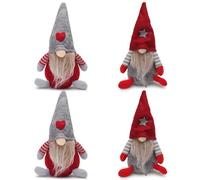 Qivange 4 PCS Gonks Christmas Decorations Indoor Handmade Red Gnomes Christmas Ornaments Xmas Table Decorations for Xmas Home Party Decor,Xmas Gonk Set Gifts for Girls Kids