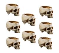 Qivange Skull Planter Resin Skull Head Plant Flower Pot Halloween Decorations Bowl for Home Office Desk Festival Decor, Pack of 8