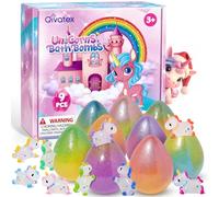 Qivatex Unicorn Bath Bombs for Girls with Toys Inside 9PCS | Birthday Gifts for Girls Natural Organic Bath Bombs Bubble Bath Toys Gift for Christmas Stocking Fillers