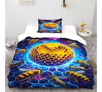 QIVELDE 3D Printed A Swarm of Bees Duvet Cover Set Animal for Girls Boys 2 Pieces Soft And Breathable with 1 Pillowcase with Zipper Single（135x200cm）