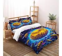 QIVELDE 3D Printed A Swarm of Bees Duvet Cover Set Animal for Girls Boys 3 Pieces Soft And Breathable with 2 Pillowcases With Zipper Super King（260x220cm）