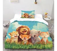 QIVELDE 3D Printed Cartoon Elephant Duvet Cover Set For Kids Boys Teens 2 Piece Soft And Breathable with 1 Pillowcase With Zipper Single（135x200cm）