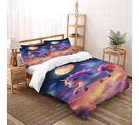 QIVELDE 3D Printed Cartoon Unicorn Duvet Cover Set Animal For Kids Boys Teens 3 Piece Soft And Breathable with 2 Pillowcase with Zipper Double(200x200cm)