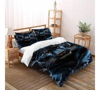 QIVELDE 3D Printed Fierce Black Panther Bedding Set Wildlife For Kids Boys Teens 3 Piece Soft And Breathable with 2 Pillowcases with Zipper Super King(260x220cm)
