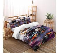 QIVELDE 3D Printed Racing Car Duvet Cover Set Car For Kids Boys Teens 3 Piece Soft And Breathable with 2 Pillowcases Zipper Double（200x200cm）