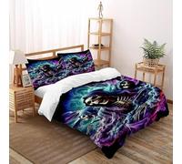 QIVELDE 3D Printed Skeleton Three Brothers Duvet Cover Set Skeleton For Kids Boys Teens 3 Piece Soft And Breathable with Pillowcase with Zipper Double（200x200cm）