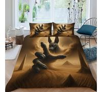 QIVELDE Anubis Desert Bedding Set Theme Bedspread Myth Desert Creature Duvet Cover Set Chic Breathable Comforter Cover Universal for All Seasons with Pillow King（220x240cm）