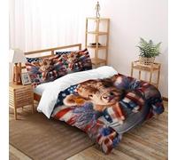 QIVELDE Calf Flag Bedding Set 3D Design Animal Themes Wildlife Duvet Cover Set Microfiber Quilt Cover Suitable for Family,couple,children Pillowcase Double（200x200cm）