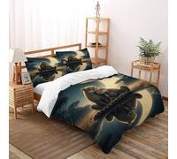 QIVELDE Cheetahs Moon Bedding Set Theme Bedspread Ethereal Savanna Beasts Duvet Cover Set Microfiber Comforter Cover Universal for All Seasons with Pillow Double（200x200cm）