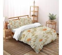 QIVELDE Daisy Background Bedding Set Theme Bedspread Fresh PastoralPlants Duvet Cover Set Microfiber Quilt Cover Universal for All Seasons with Pillowcase Double（200x200cm）
