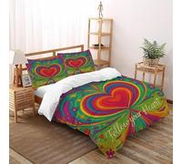 QIVELDE Heart Bedding Set 3D Digital Printing HeartTalk GardenPlants Duvet Cover Set for Boys & Girls Chic Breathable Quilt Cover with Pillowcase Super King（260x220cm）