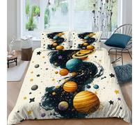 QIVELDE Planets Nebula Bedding Set 3D Design Cosmos Cosmic Bodies Duvet Cover Set Microfiber Quilt Cover Suitable for Family,couple,children Pillowcase King（220x240cm）