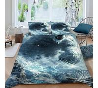 QIVELDE Polar Bear Ice Snow Bedding Set 3D Design Animal Themes Wildlife Duvet Cover Set Microfiber Quilt Cover Suitable for Family,couple,children with Pillow King（220x240cm）