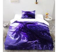 QIVELDE Purple Eagle Bedding Set 3D Digital Printing Magic Aerial Bird Duvet Cover Set Pillowcase Microfiber Universal for All Seasons Single（135x200cm）