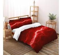 QIVELDE Red Lightning Bedding Set Theme Bedspread Thunder Sky Scene Duvet Cover Set Microfiber Quilt Cover Universal for All Seasons with Pillowcase Super King（260x220cm）