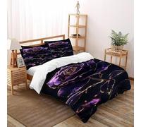 QIVELDE Rose Gold Bedding Set Digital Printe Rose Themes Duvet Cover Set 3 Pieces Chic Breathable Quilt Cover Universal for All Seasons with Pillowcase Double（200x200cm）