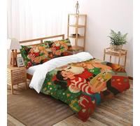 QIVELDE Santa Claus Selfie Bedding Set 3D Digital Printing Christmas Humanforest Duvet Cover 3 Pieces Set Chic Breathable Quilt Cover Universal for All Seasons with Pillow Super King（260x220cm）