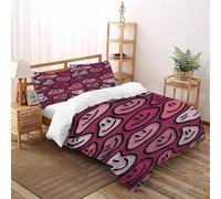 QIVELDE Smiles Background Bedding Set 3D Digital Printing Cute Cartoon Smiles Duvet Cover Set Chic Breathable Quilt Cover Universal for All Seasons with Pillowcase Double（200x200cm）