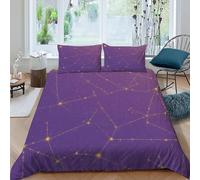 QIVELDE Star Line 3 Pieces Duvet Cover,3D Printed Starry Celestial Space Bedding Set,2 Pillowcases,Hidden Zipper,Microfiber Quilt Cover,King（220x240cm）