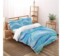QIVELDE Waves Words Bedding Set 3D Digital Printing Colorful WaterLandscape Duvet Cover Set for Boys & Girls Chic Breathable Quilt Cover with Pillowcase Double（200x200cm）