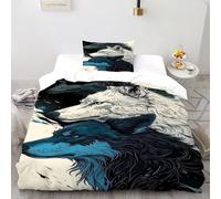 QIVELDE Wolves Colors Bedding Set 2 Pieces 3D Digital Printing Grace Prairie Beasts Duvet Cover Set Chic Breathable Quilt Cover Girl Woman with Pillowcase Single（135x200cm）
