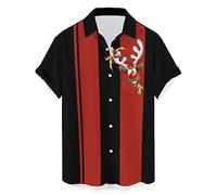 QIVICIMA Mens Halloween Christmas Shirts Funky Button Down Shirts Party Aloha Shirts Santa Print Hawaiian Shirt Tops, 1 M9 Christmas Print, XL