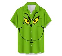 QIVICIMA Mens Retro Bowling Shirt Bigfoot Button Down Shirt Green Monster Short Sleeve Shirt Big Size Hawaiian Shirt, Green Monster Gn, 3XL