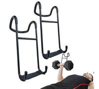 Qivine 2 Pack Dumbbell Spotter Hooks for Barbell, 220 Ib Load Capacity Heavy Duty Dumbbell Hooks for Dumbbell Bench Press, Fitness Weightlifting, Chest & Shoulder Workouts with Straps