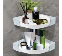 Qivine 2 Pack Modern Minimalist Clear/Transparent 360° Rotating Corner Shower Caddy, 13L, 2x36cm, Adhesive Mount, Shower Organiser