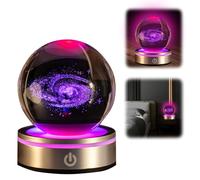 Qivine 3D Solar System Crystal Ball with Led Base, 3.15" (80mm) Crystal Ball Light, 6 Colors Night Light with Gift Bags and Cards for Home Decorative Ornament Astronomy Gifts