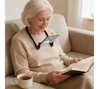 Qivine 3X Hands Free Magnifying Glass with Light - 4.5H Lighting Runtime, 3 Color Dimmable, USB Rechargeable, Lightweight & Portable Gooseneck Magnifier for Reading, Large Page Magnifier for Seniors