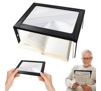 Qivine 3X Hands Free Magnifying Glass with Light and Stand, 12 Bright LED Magnifier for Reading 27x20 cm Large Viewing Area Foldable USB/Battery Powered Reading for Books Crafts
