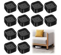 Qivine Bed Risers 12 Pack, 1 Inch/2 Inch/4 Inch Heavy Duty Furniture Risers, Adjustable Chair Raisers, Stackable Sofa Risers Anti Slip Desk Risers for Sofa, Table, Chair Raisers Black