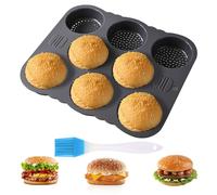 Qivine Burger Bun Tray, Silicone Burger Buns Baking Mould, Bun Baking Mould, Bread Tray for 8-Hole, with Non-Stick Coating, for Burgers, Bread, Rolls, Puffs, Tartlets (29.8 x 25.5 x 3cm)