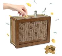 Qivine Money Saving Box, Wooden Savings Box Money Boxes for Adults, Reusable Cash Box Money Jar Bank with Counter, Coin Piggy Bank for Savings Challenge, Gift for Kid Adult Teen (3000)