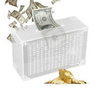 Qivine Piggy Bank for Adults, Clear Acrylic Holiday Fund Money Box 5000 Pound, Reusable Money Saving Box Money Boxes for Adults for Coin & Notes, Help You Develop Good Saving and Spending Habits