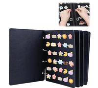 Qivine Pin Badge Display, 8 Pages Enamel Pin Display, Felt Flipchart Folder, Portable Felt Folder with Page Protectors for Displaying Brooches and Badges (Black)